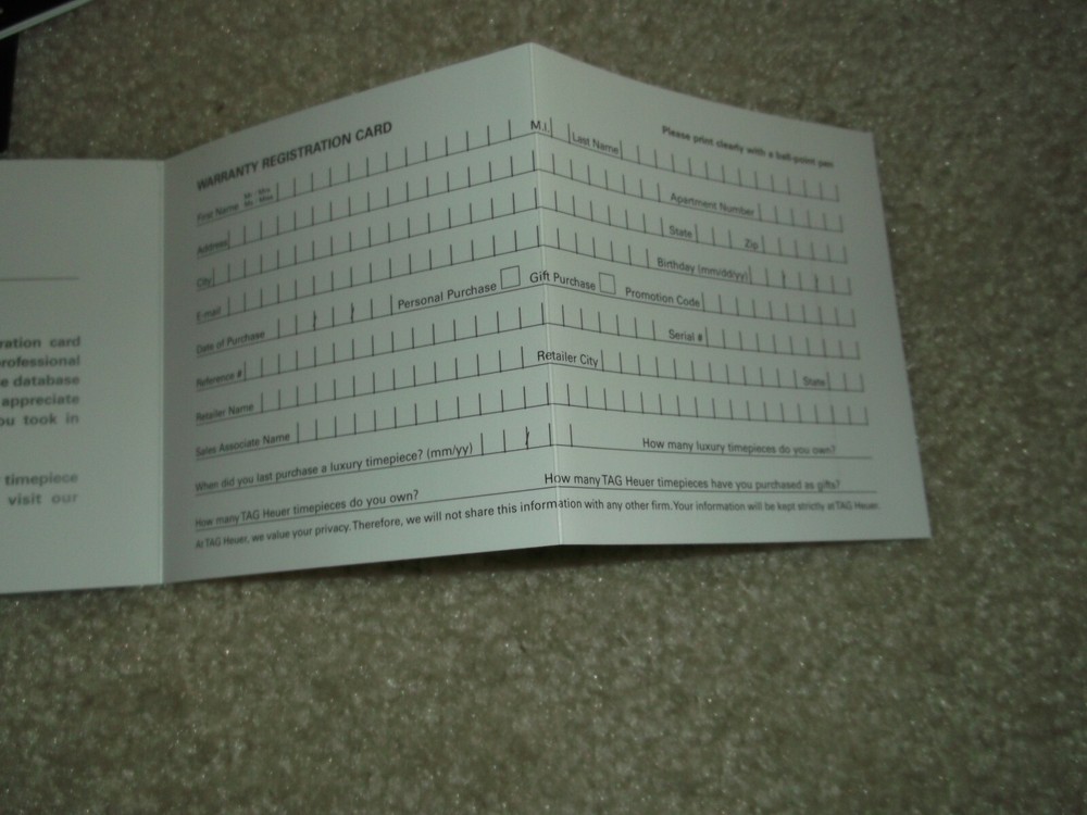 Warranty Registration Card(Blank)