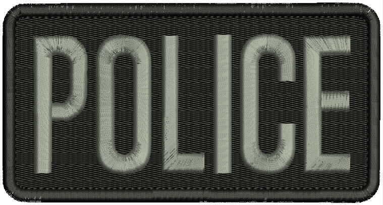 POLICE embroidery patch 3x6 hook grey letters