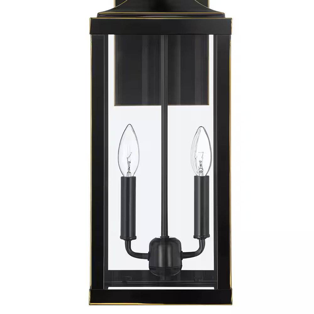 25.7 In. 2-Light Bronze Non Solar Large Outdoor Wall Lantern Sconce Light