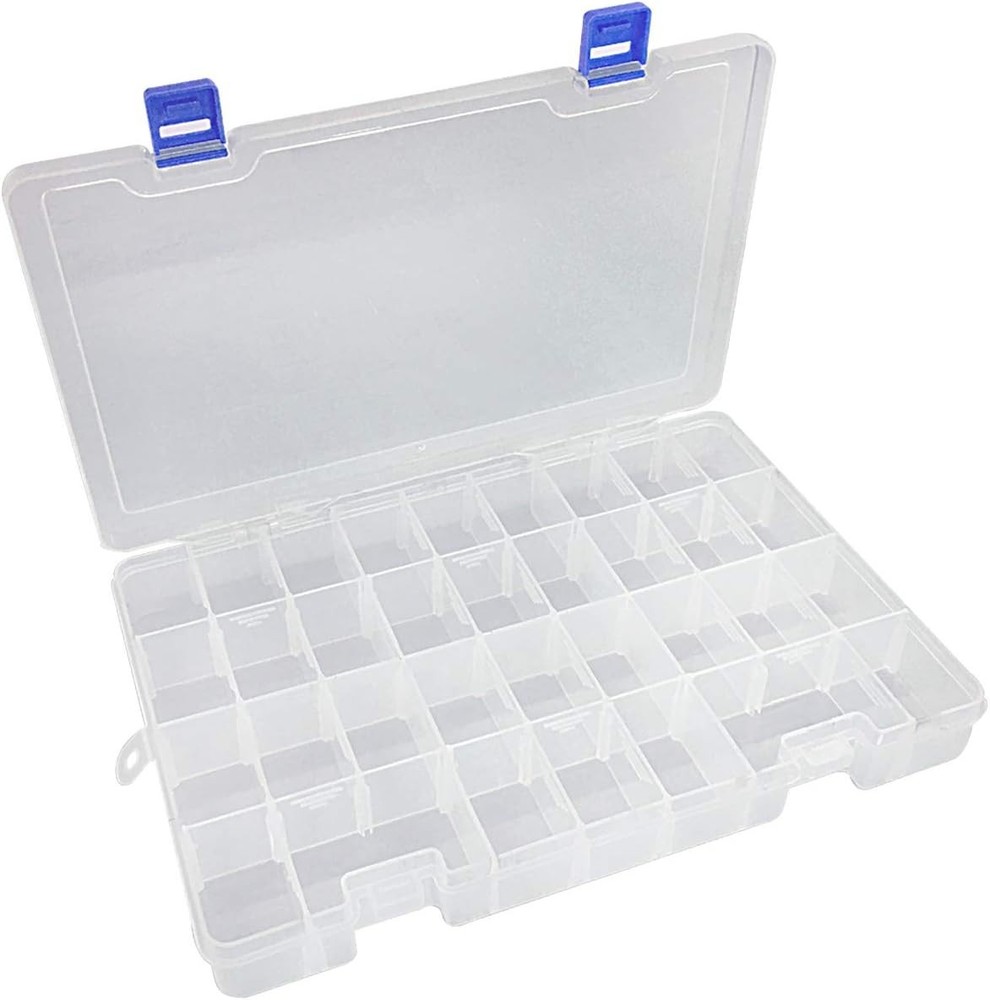 Qualsen Plastic Compartment Box with Adjustable Dividers Craft 2PCS, White