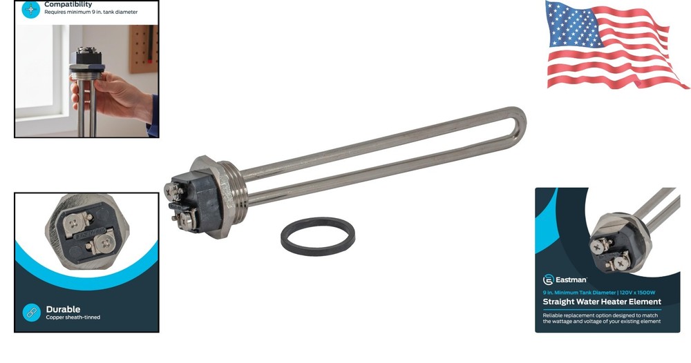 120V x 1500W Copper Electric Water Heater Element – High Watt Density & Durable