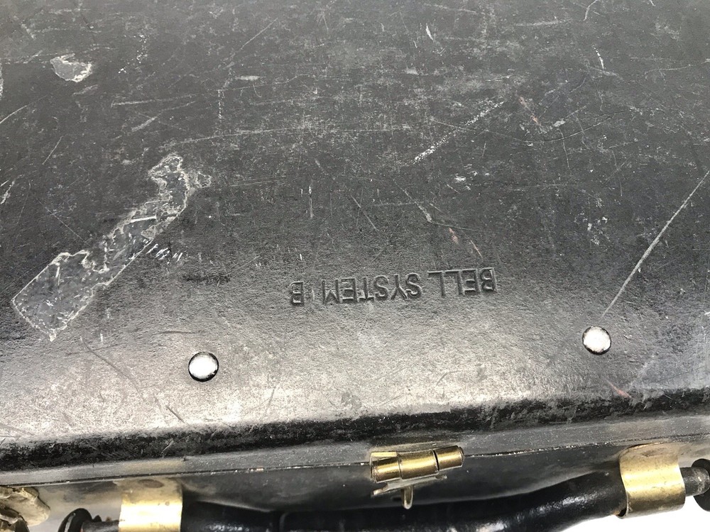VINTAGE BELL SYSTEM TELEPHONE LINEMAN TOOLBOX VULCANIZED LEATHER CASE W/TOOLS