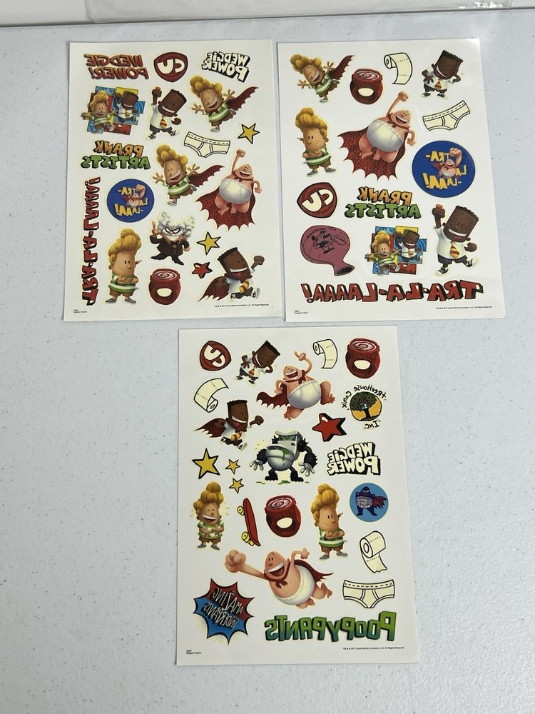 Captain Underpants Lot Stickers Temporary Tattoos Mini Blank Note Book