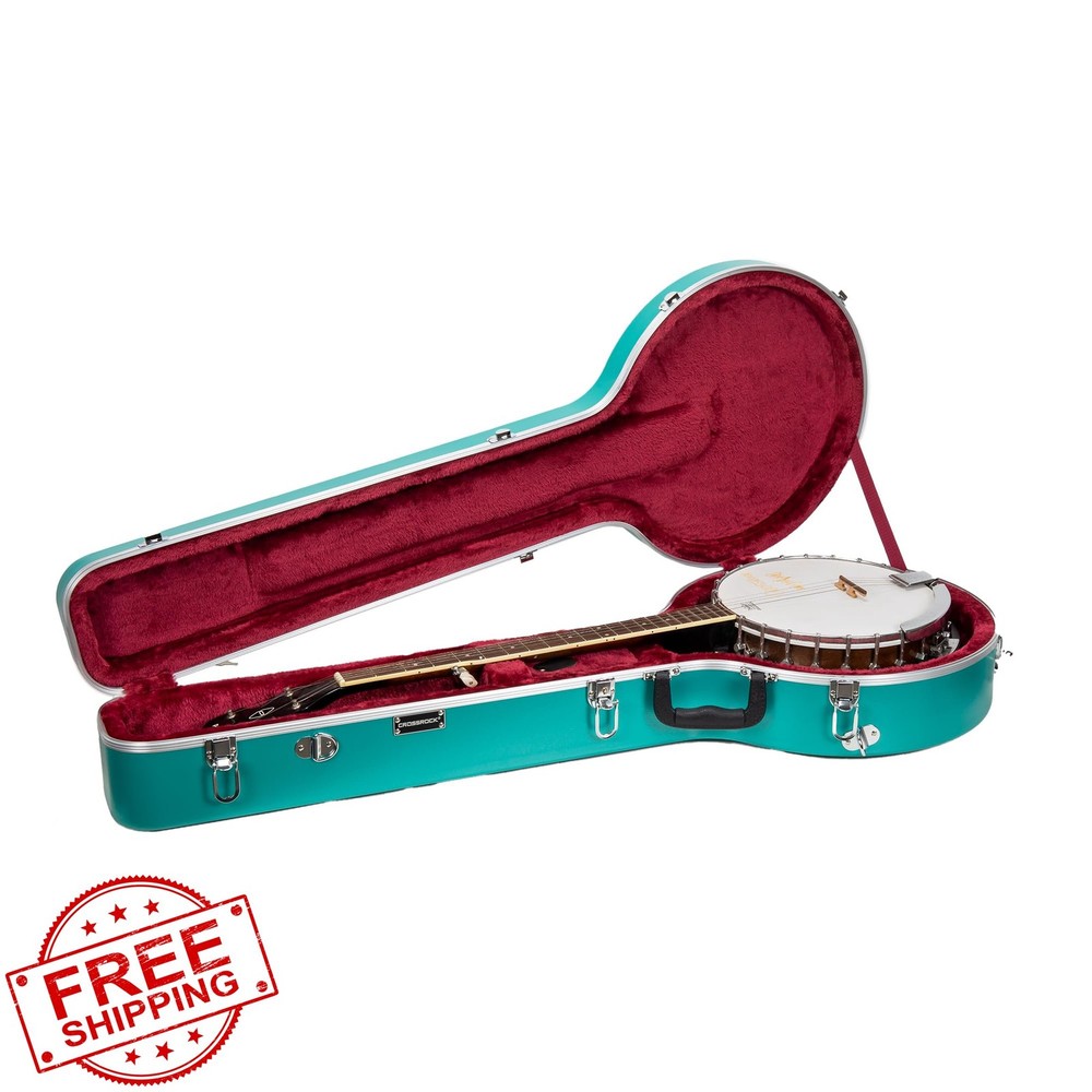 Crossrock Banjo Case, 5-String Resonator/Tenor, Mint Blue, Hardshell