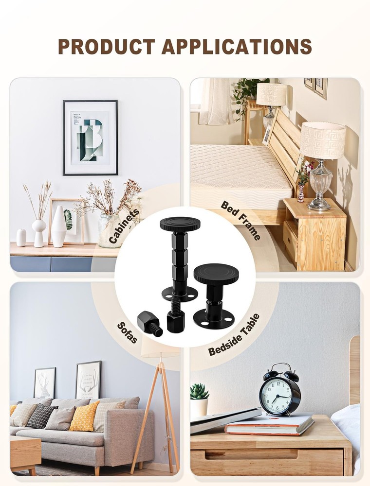 4PCS Adjustable Threaded Bed Frame Anti-Shake Tool, Upgraded Headboard stoppe...