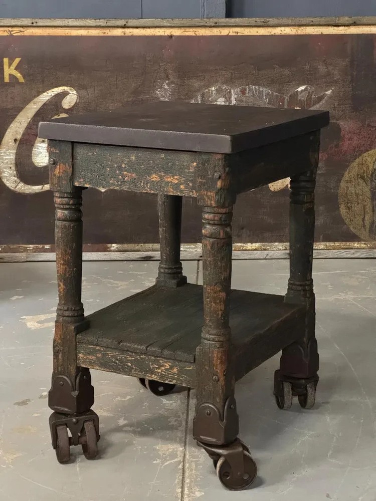 Antique Turtle Table On Casters