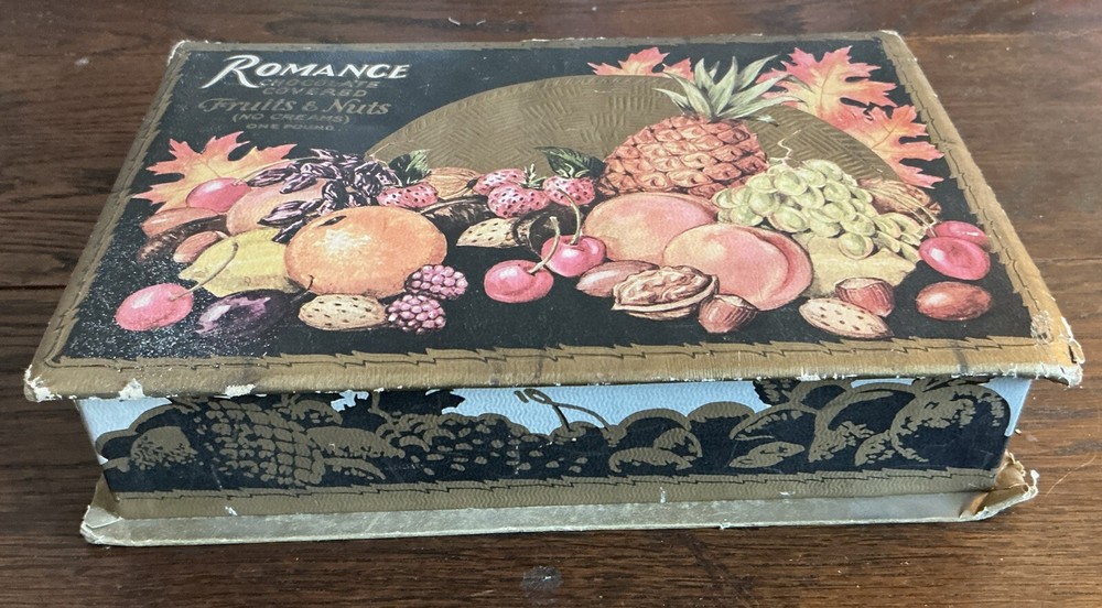 Vintage Romance Chocolate Covered Fruits & Nuts Empty Cardboard Box