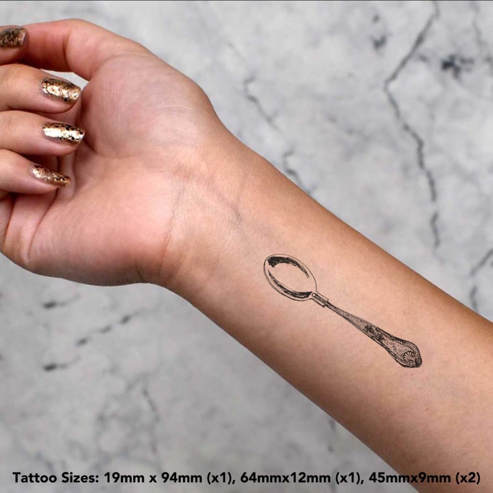 4 x 'Spoon' Temporary Tattoos / Transfers (TO00002187)