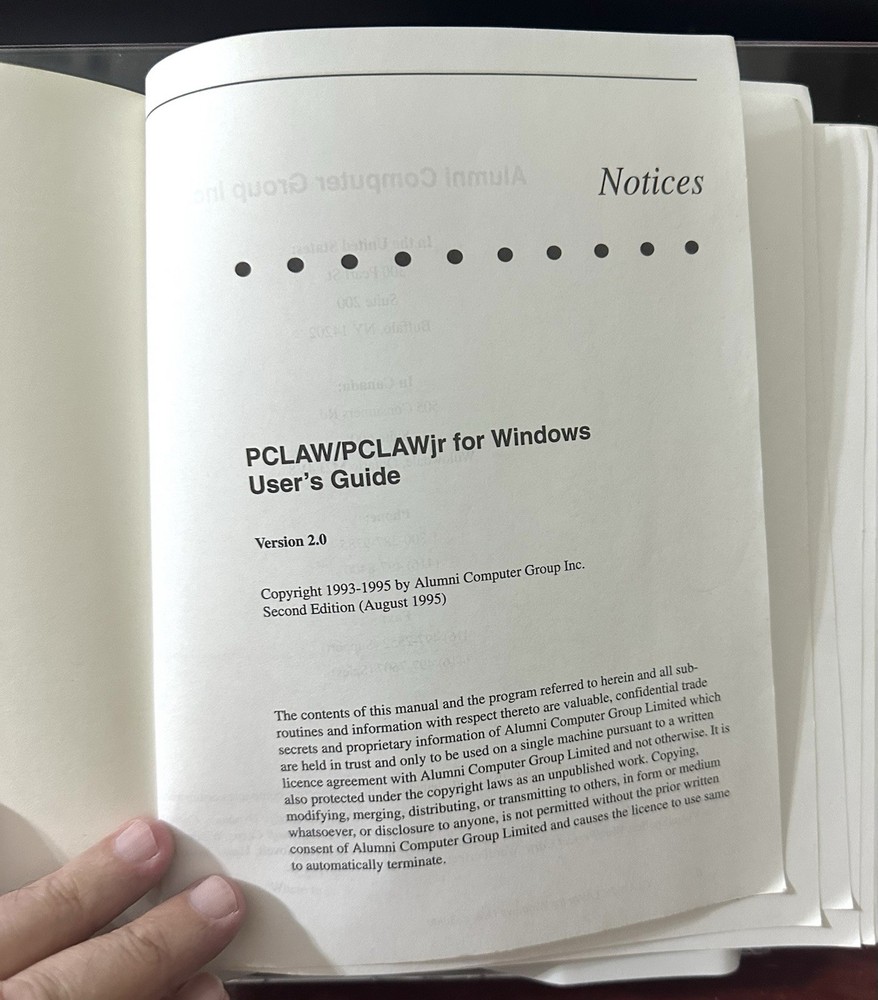 PC Law Users Manual For Windows 1995 Edition