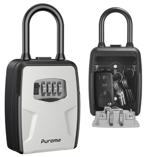 Puroma Lock Box,Large Key Lock Box Resettable Combination Code Lockbox Portab...