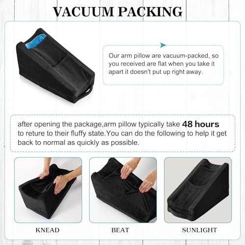 Arm Elevation Pillow with 2 Pockets, Soft Ergonomic Support Pillow for Black