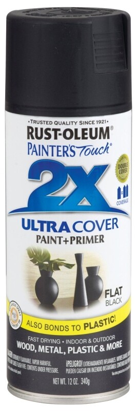 PAINTER'S Touch Flat Spray Paint, Flat, Black, 12 oz, Aerosol Can