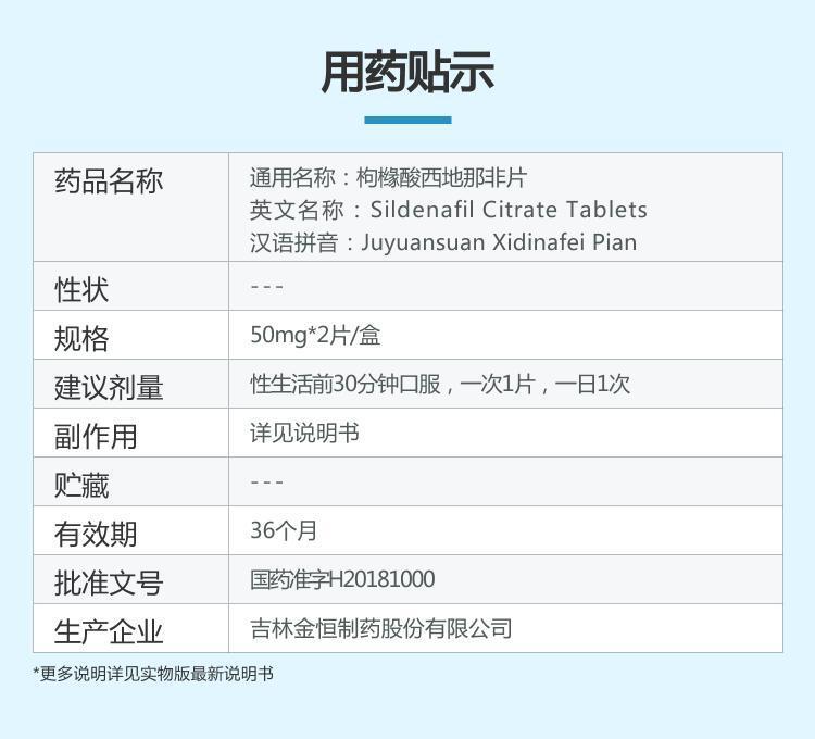juyuannafeipian 汇仁 枸橼酸西地那非片 50mg*2片/盒
