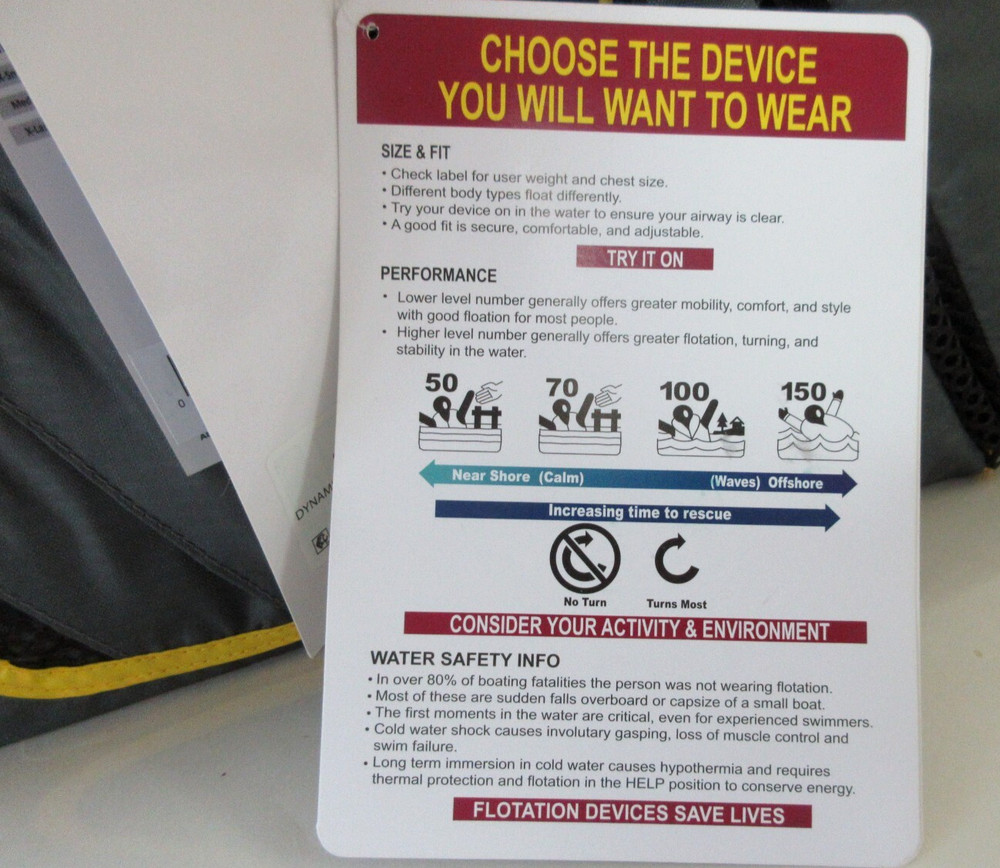 Onyx MoveVent Dynamic Life Jacket - Medium/Large Gray/Yellow - New-with-tags