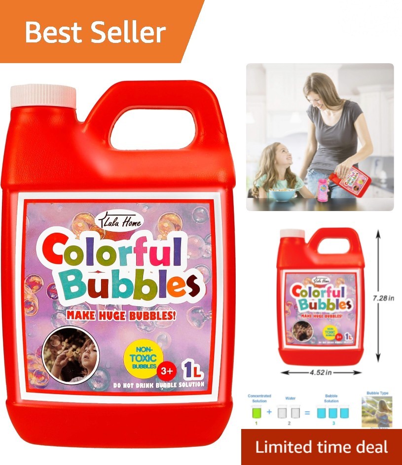 1L Concentrated Bubble Solution Refill for Endless Fun & 2.5 Gallons of Bubbles