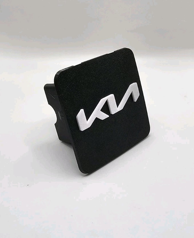 Kia Black White Tow Hitch Cover/Plug/Cap for 2" Receivers