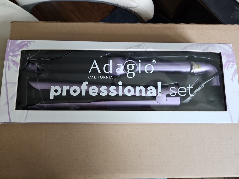 Adagio Pro  2pc 1" Curling iron & Ceramic Soft Touch Flat Iron a50bss-m52