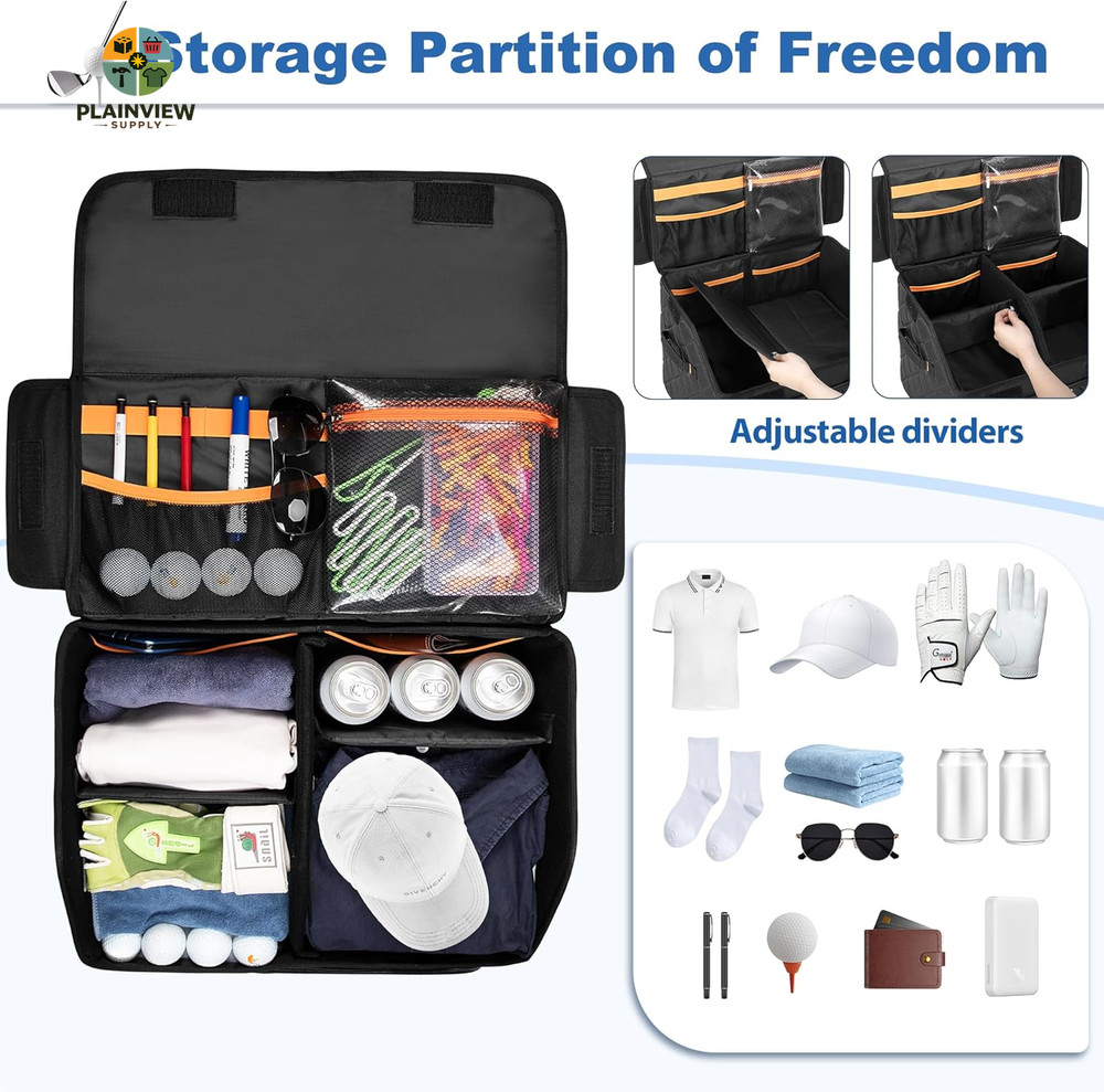 Upgraded Golf Trunk Organizer, Golf Car Organizer with Separate Ventilated Compa
