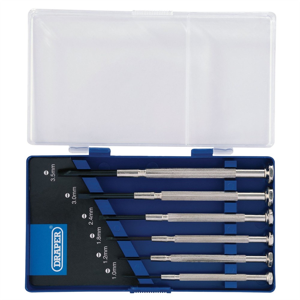 Draper 80797 Precision Screwdriver Set 6 x Plain Slot 6 Piece