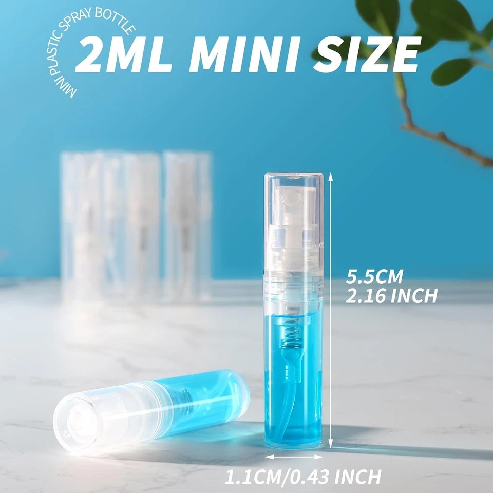 60PCS 2Ml Clear Mini Spray Bottles - Empty Fine Mist Containers