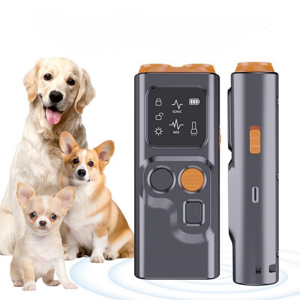 Ultrasonic Dog Training Device with Bark Deterrent and LED Flashlight Feature