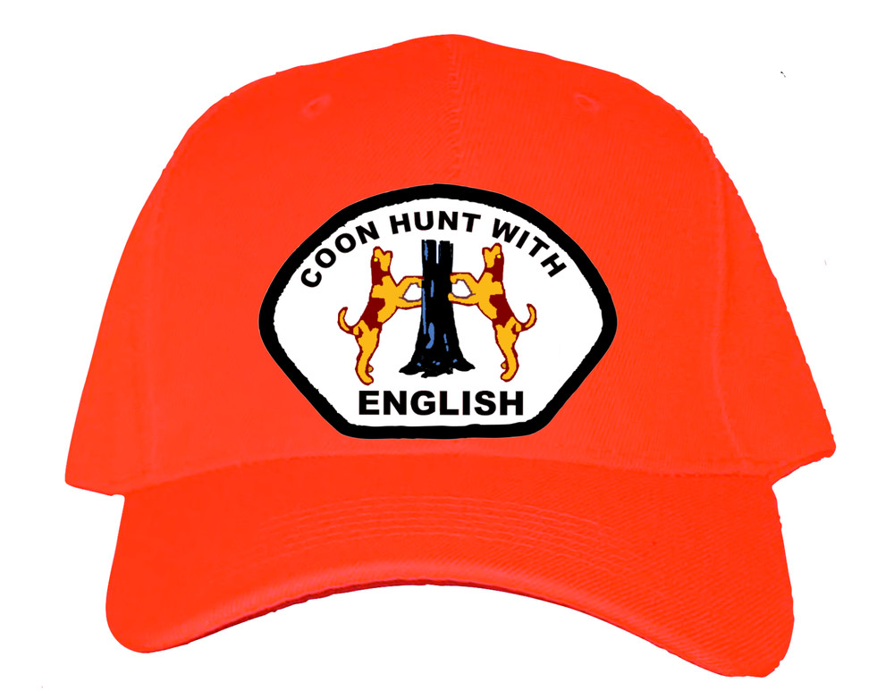 Cap Hat Orange Solid Back English Coonhound Hunting Tracking Press On Picture