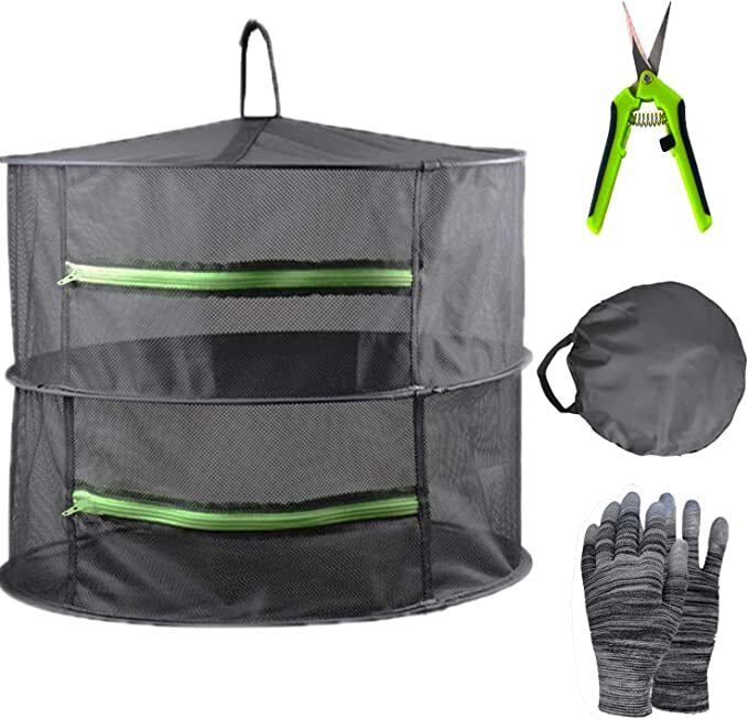 2 Layer 2ft Herb Drying Rack Black Mesh Hanging Weed Drying Rack net