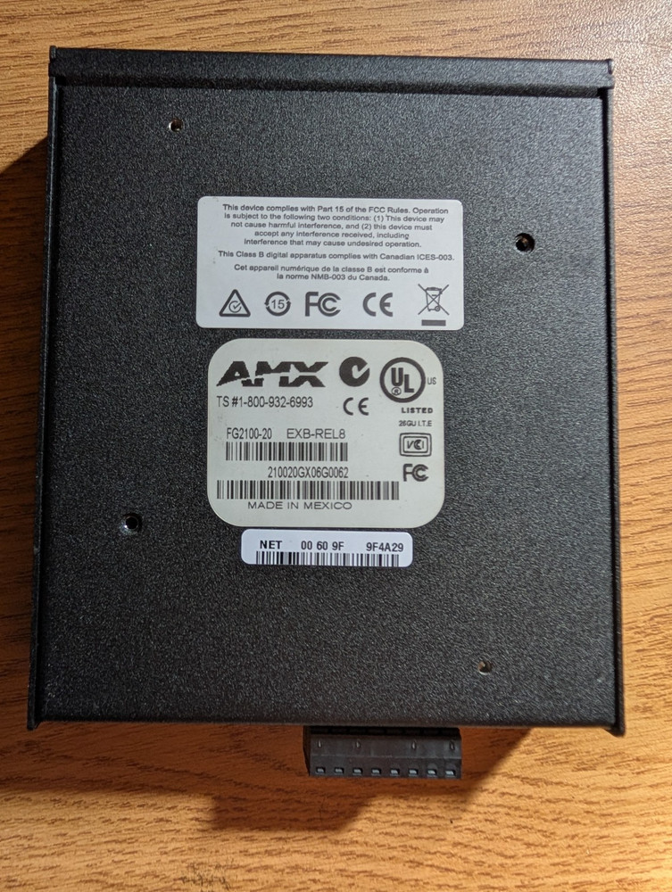 AMX FG2100-20 EXB-REL8 ICSLan Relay Interface 8 Channels