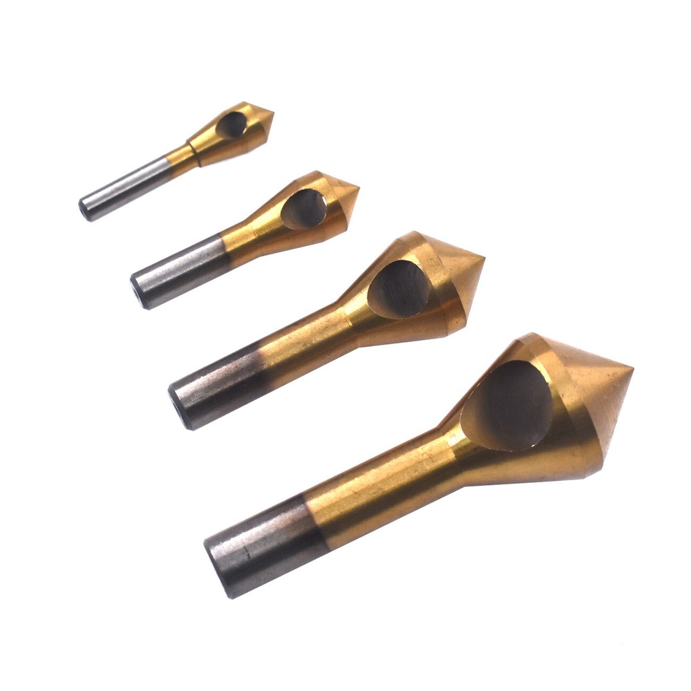 4x HSS Hole Chamfering Tool Countersink and Deburring Drill Bits Titanium Coated