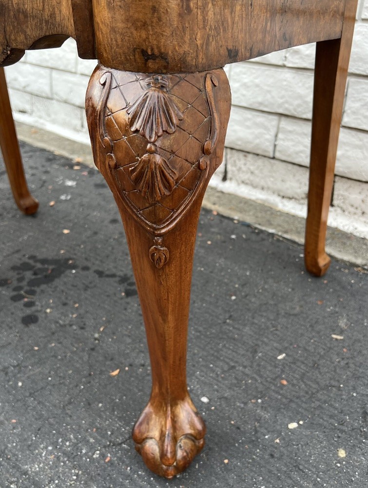 Pair Dutch Burr Walnut Carved Side Chairs, C 1870