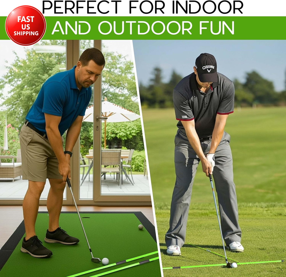 Collapsible Golf Alignment Sticks | 48 Inches Golf Trainer Stick Set for Aiming/