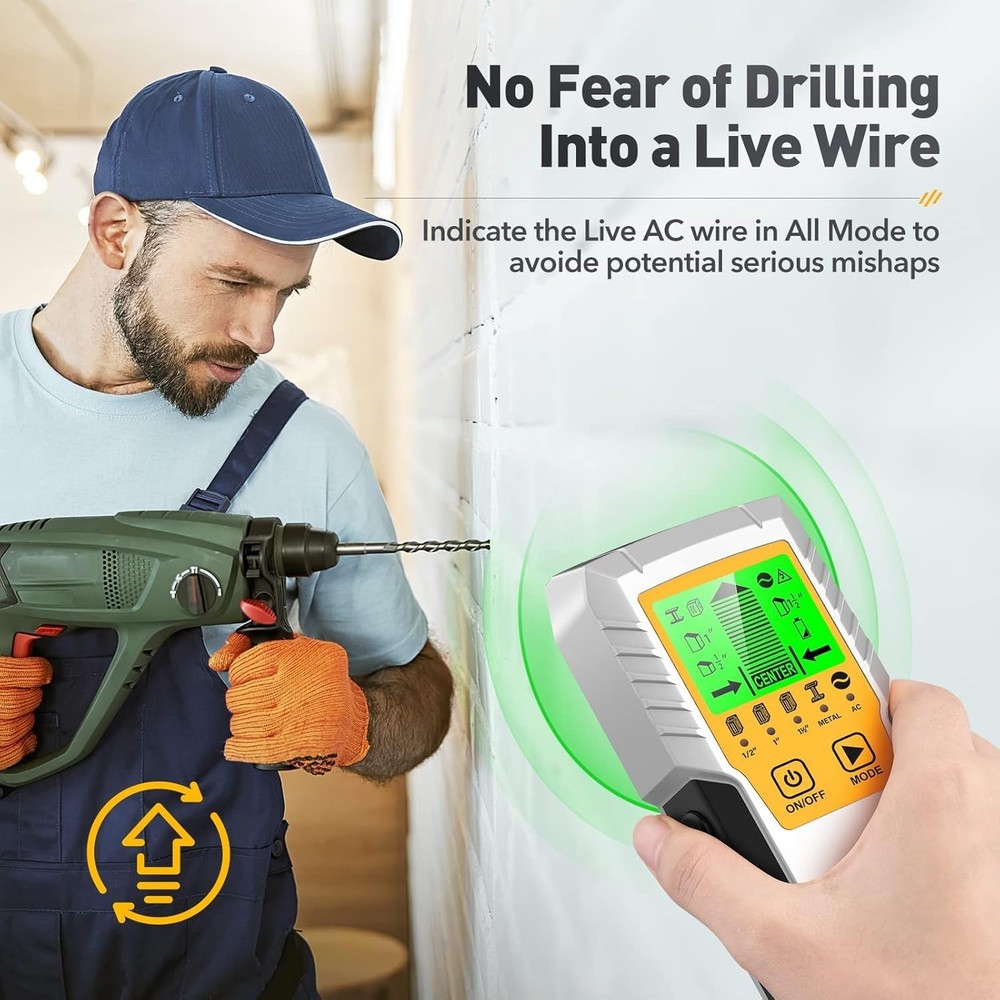 Compact & Durable Stud Finder with LCD Display for Safe Wall Detection
