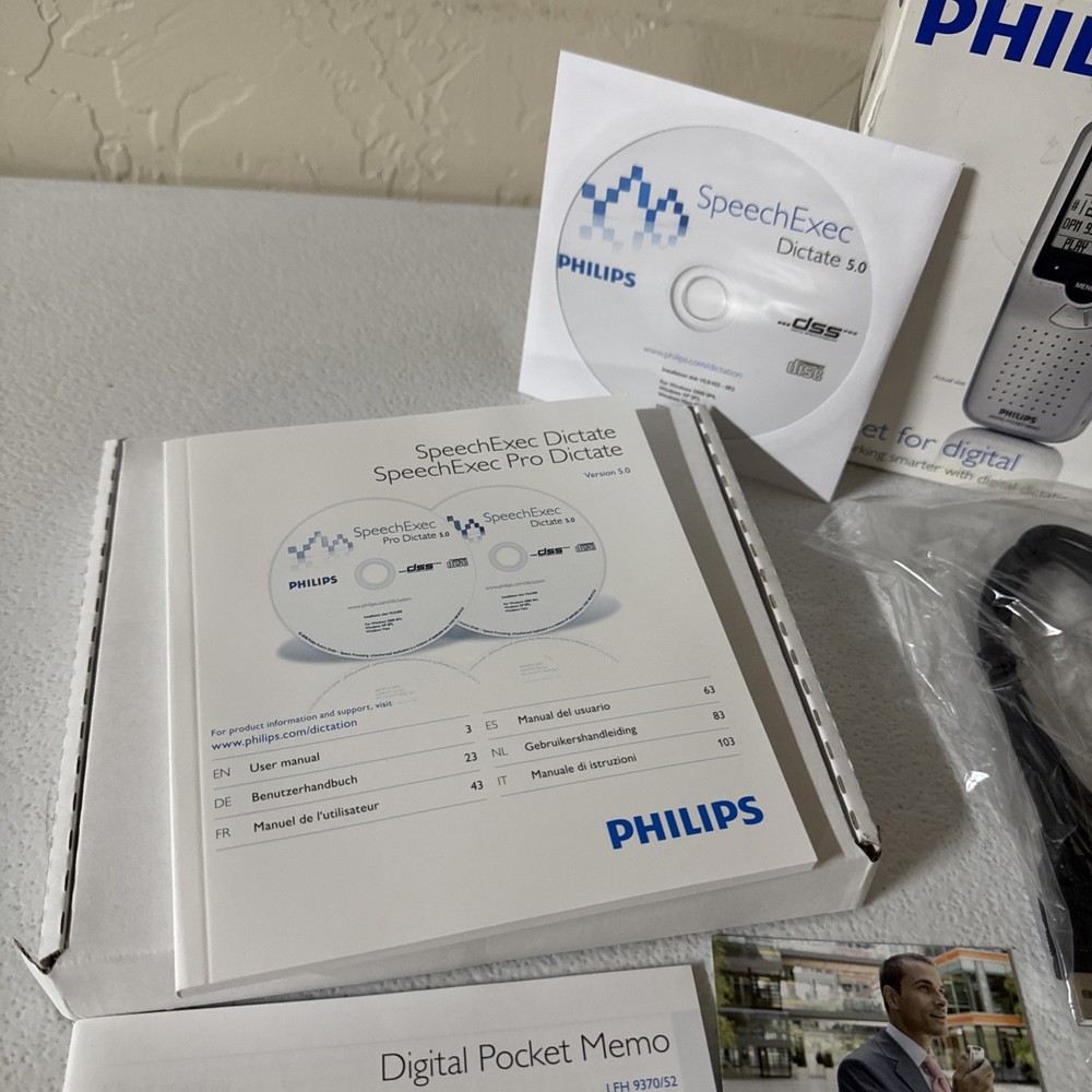 Phillips LFH 9370 Digital Pocket Memo Recorder Complete! Tested & Working