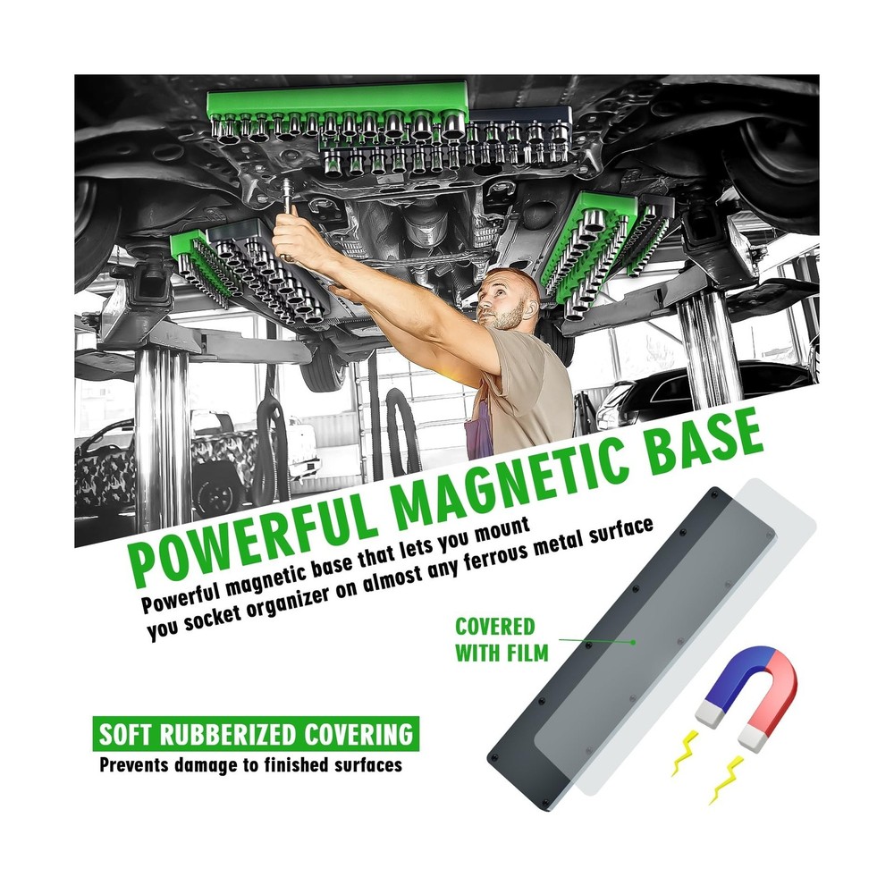 Magnetic Socket Organizer Holder Set For Tool Box Drawer, Toolbox O... Fast Ship