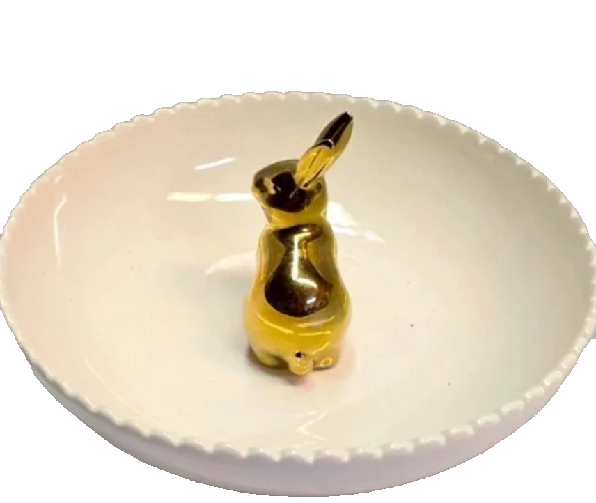 Bunny Candy Dish Bowl Gold Golden White Rabbit 2017 Threshold
