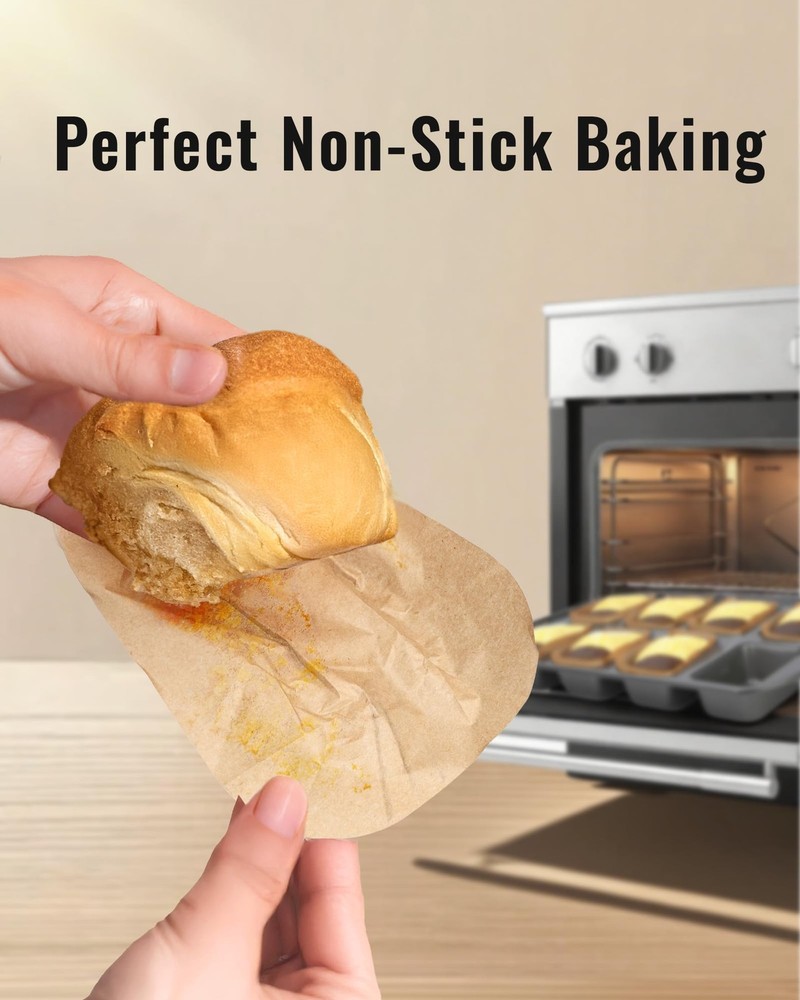 Bake Choice 100 Pcs Mini Loaf Pan Liners Compatible with Wilton Mini, Natural