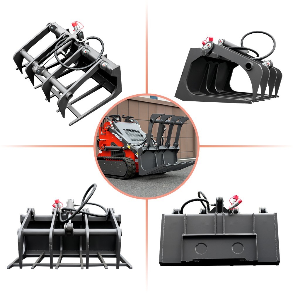 HY480C+Grapple FREE SHIP Mini Skid Steer Loader with 23HP EPA Engine Three pumps