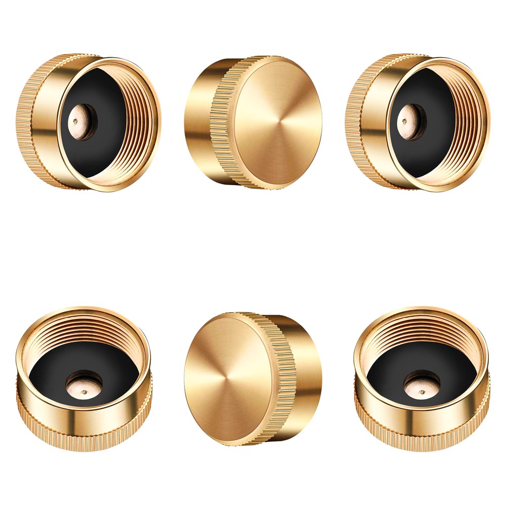 6pcs 1LB Gas Refill Propane Bottle Cap Tank Threaded Valve Covers Solid Brass
