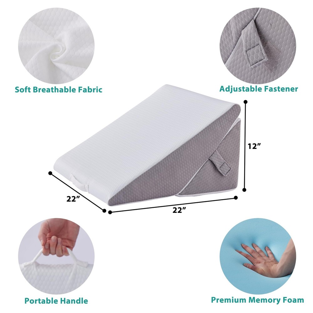 Wedge Pillow for Sleeping, Adjustable 9&12 Inch Foldable Bed Wedge Pillow Set...