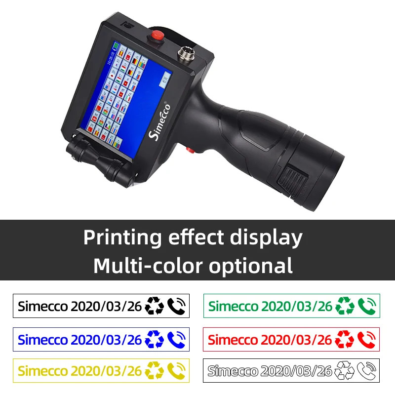 Handheld inkjet printer prints text, batch number, barcode, brand identification