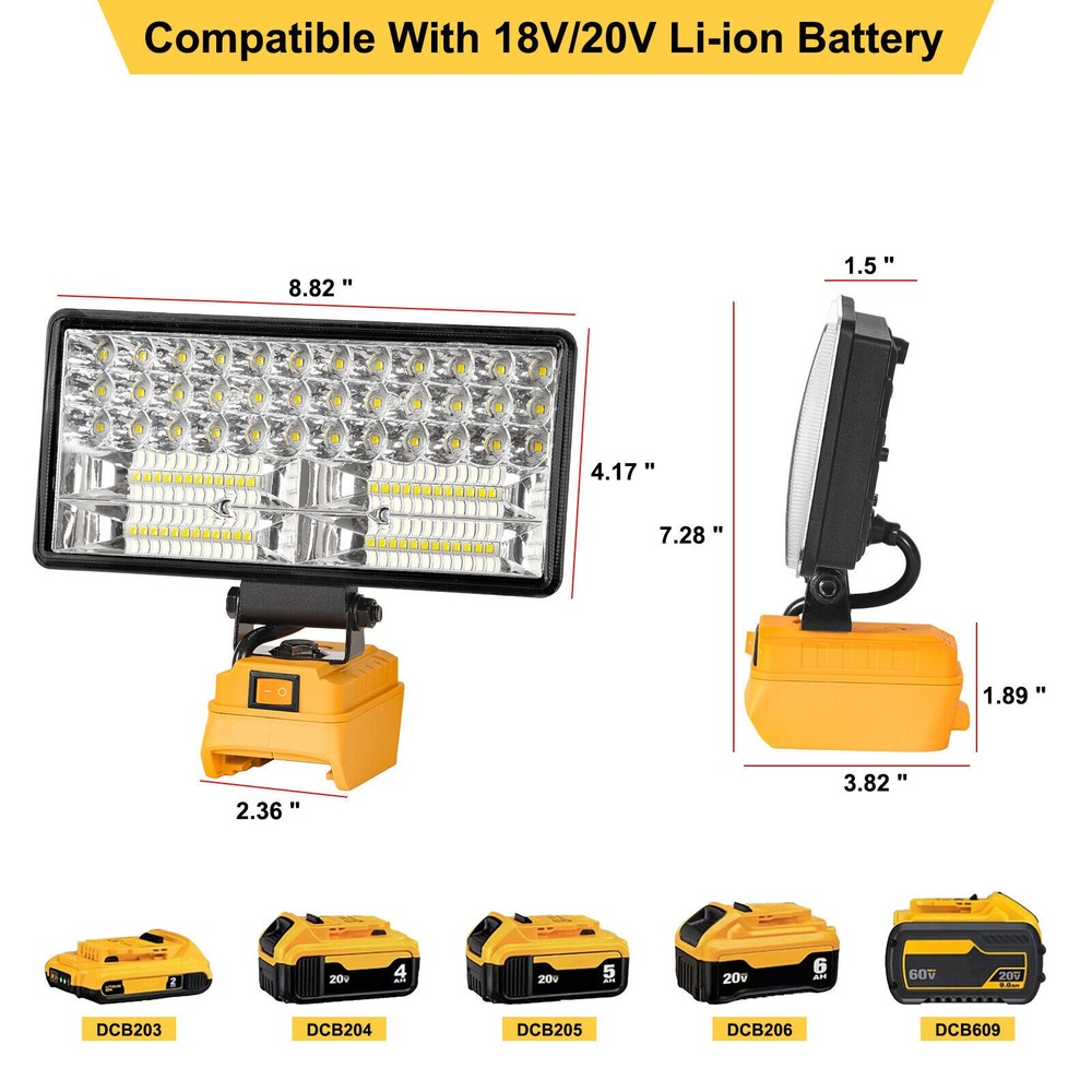 For DeWALT LED 20V MAX Cordless LED Pivoting Work Light Flashlight TOOLS