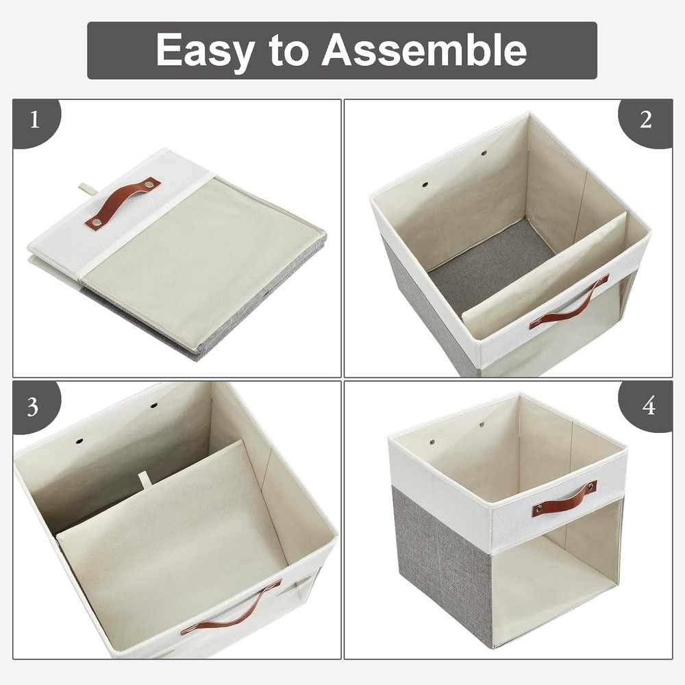 4 Linen Folding Storage Bins ，with Clear Windows and Handles