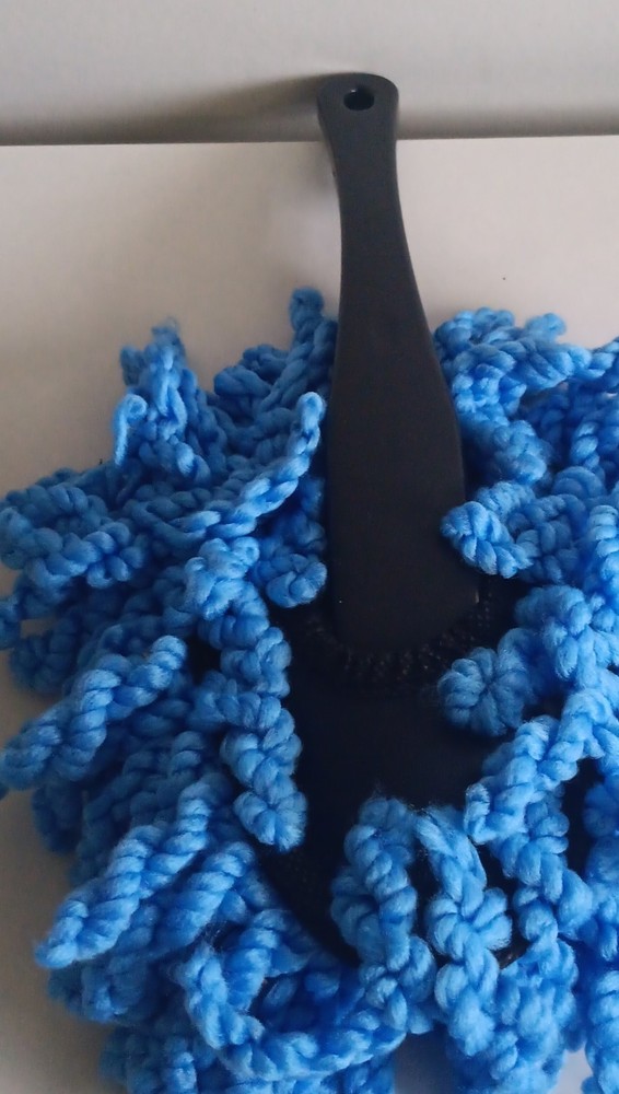 Blue Microfiber All-Purpose Duster with Plastic Handle, Black Accent