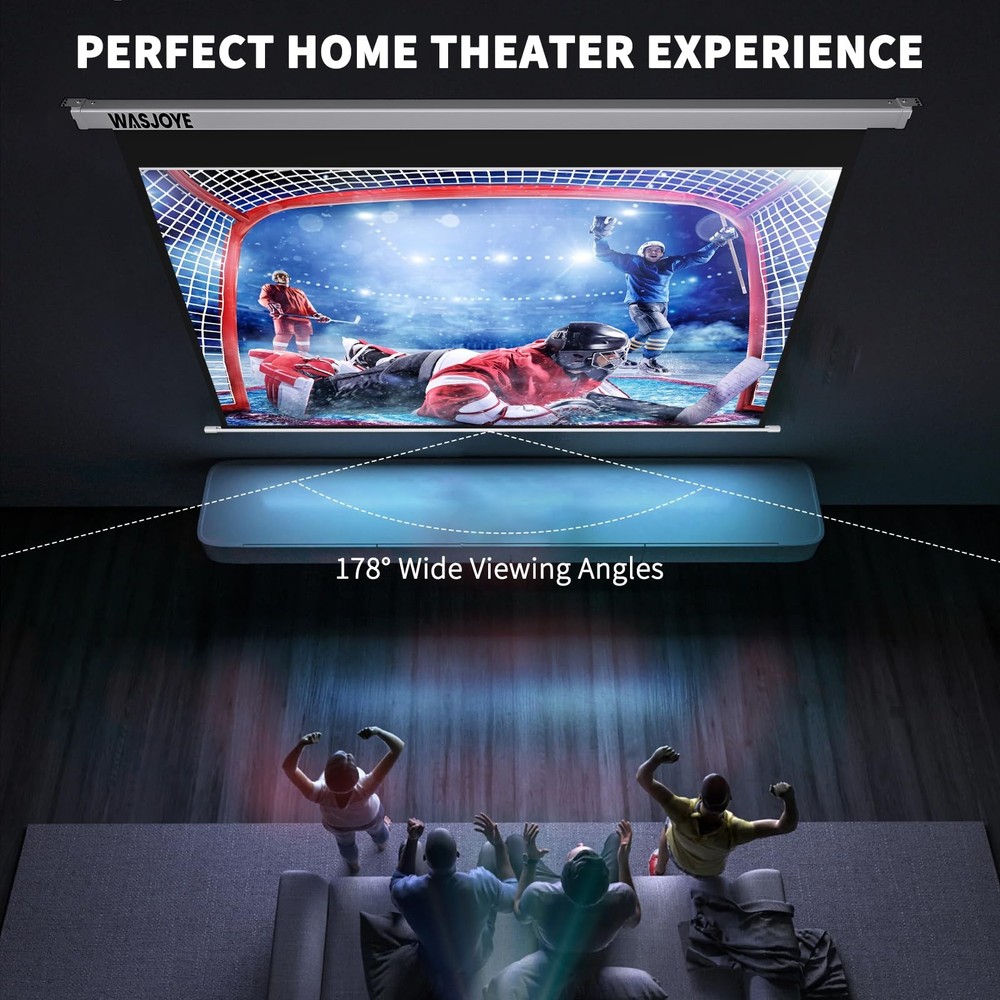 Motorised Projector Screen 120" - 16:9 Electric Projector Screen Wall/Ceiling...