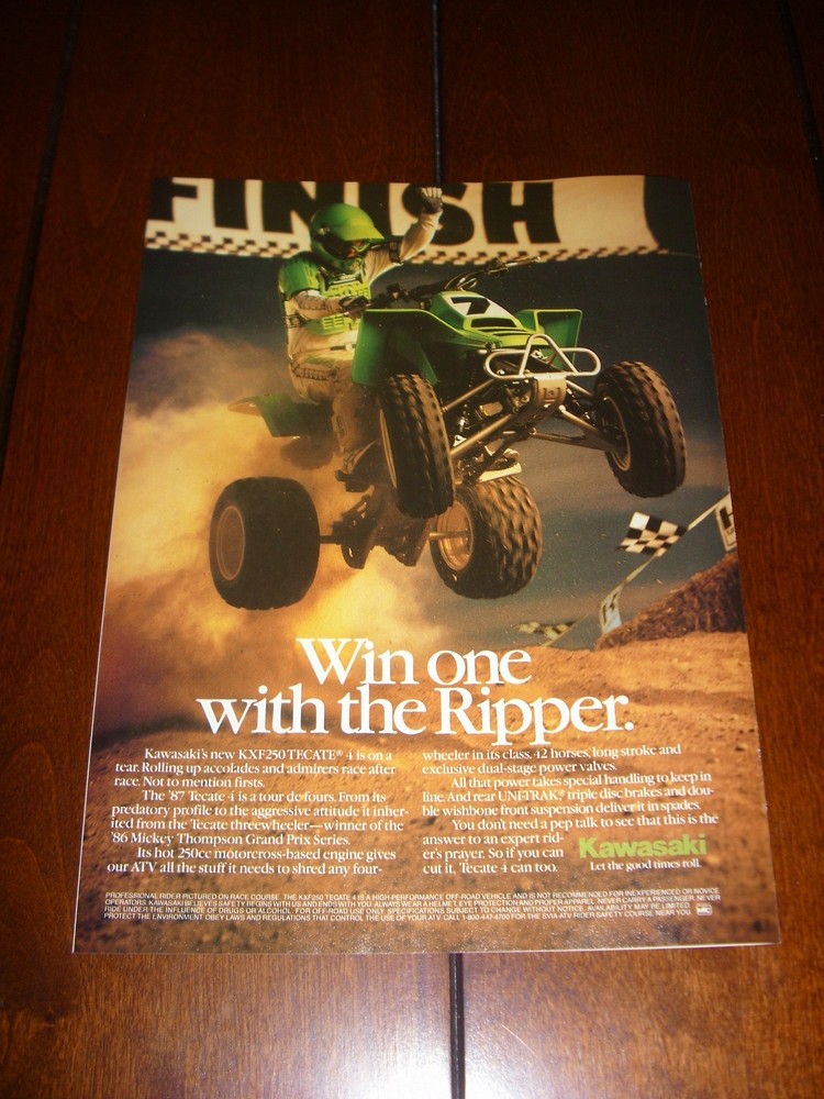 KAWASAKI TECATE KXF 250 ORGINAL 1987 AD