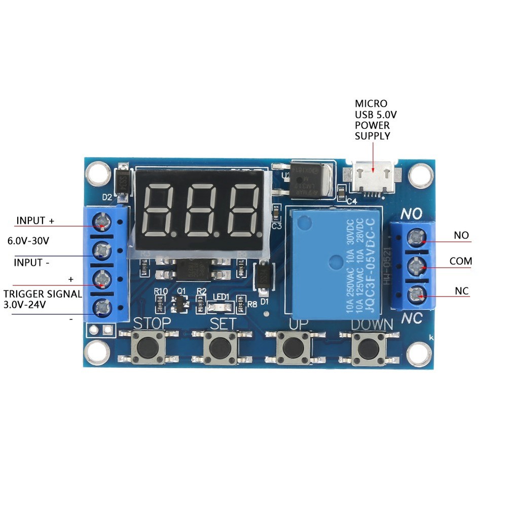 ♡ DC 5-30V LED Display Delay On/Off Relay Module Trigger Cycle Delay Timer