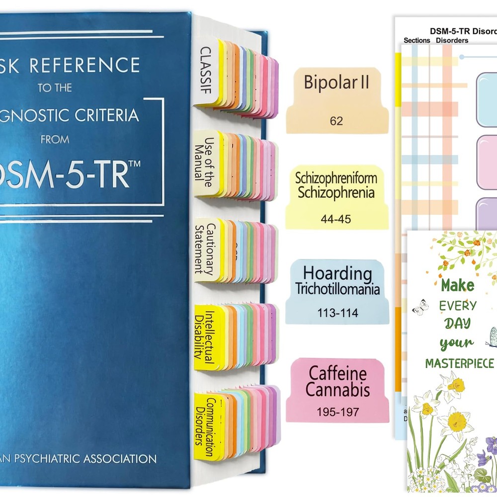 Index Tabs for DSM-5-TR Desk Reference, 85 Printed DSM-V-TR Tabs, 90 Colorful