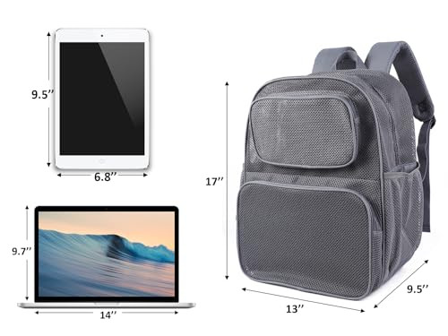 Large Mesh Backpack, Semi-transparent College Backpack, See Through Mesh Grey