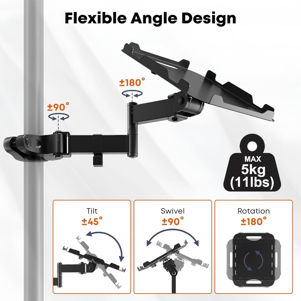 Adjustable Pole Mount Printer Stand Printer Pole Mount W/7.2x9.2 In Storage Tray