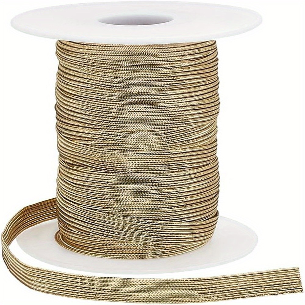1roll 20 Yards Polyester Elastic Cords with Glitter Powder Flat9mm